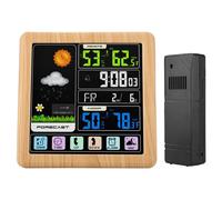 Weather Station, Colorful LCD Touch Screen Digital Weather Station Radio Multifunctional Wireless Weather Forecast with Alarm Clock, Temperature
