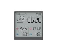 Weather Station, Electronic Temperature Humidity Sensor Smart Electric Digital Hygrometer Thermometer Clocks Weather Station Mini(Grijs)