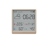 Weather Station, Electronic Temperature Humidity Sensor Smart Electric Digital Hygrometer Thermometer Clocks Weather Station Mini(Gold)