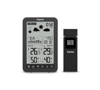 Weather station "Ko Samui", Black | With outdoor probe, radio, alarm clock, thermometer, air pressure display, display for temperature and barometric pressure