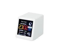 Weather Station, Mini Weather Clock,Digital Weather Forecast Station Clock,For Gaming Desktop Decoration,DIY GIF Animations Album Function(Bianco)