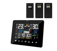 Weather Station Multi-Function Alarm Clock Thermometer Hygrometer Touch Screen Operation with Wireless Outdoor Sensor(with 3pcs Sensor)
