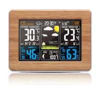 Weather Station, Multifunction Weather Station Alarm Clock Thermometer Hygrometer Wireless Sensor Sunrise Sunset Adjustable Backlight(Brown)