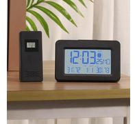 Weather Station Wireless Indoor Outdoor Thermometer, Bedside Clock Digital Clock Large Display Battery Operated Displays, Indoor Outdoor Temperature Humidity Monitor Barometric