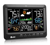 Weather Station Wireless Indoor Outdoor Thermometer with Heat Dew Mold, Thermometer Inside Outside Atomic Clock with Pressure Black