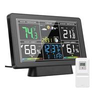 Weather Station, Wireless Weather Station Wooden Alarm Clock Digital Thermometer Humidity Temperature Sensor Home TimeWatch Desktop #30(C)