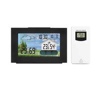 Weather Station, Wireless Weather Station Wooden Alarm Clock Digital Thermometer Humidity Temperature Sensor Home TimeWatch Desktop #30(D)