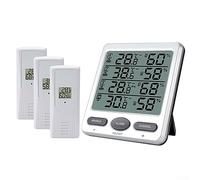 Weather Station with 3 Outdoor Sensors, Wireless Electronic Thermometer Indoor Outdoor Hygrometer Weather Station, Min/Max Records for Baby Room, Office, Warehouse