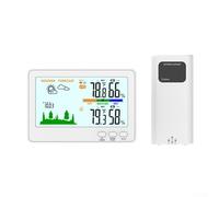 Weather Station with Wireless Thermometer and Hygrometer, 433MHz Frequency, LCD Display of Indoor Outdoor Temperature Humidity with Weather Forecast and Air Pressure (white)