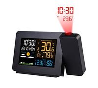 Weather Stations, Digital Atomic Alarm Clock Color LCD Display Weather Station Radio Control Projection Time Temperature Humidity Forecast Sensor