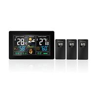 Weather Stations, Weather Station 3 Sensors Wireless Color LCD Display Humidity Weather Forecast RCC Snooze Alarm Clock Outdoor