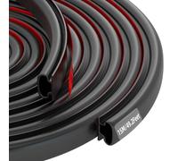 Weather Strip D Type Self Adhesive Rubber Seal, Draught Excluder for Door Frame Insulation Soundproof, Suit for 3 to 5.5mm Gap (15M, Black)