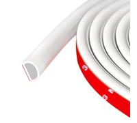 Weather Stripping Door Seal Self Adhesive Weather Strip Silicone D Shaped Sealing Strip for Door/Window Frame, 6m Length, White Color (14mm W × 12mm T)