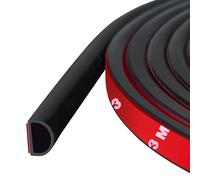 Weather Stripping Door Seal Self Adhesive Weather Strip Silicone D Shaped Sealing Strip for Door/Window Frame, 6m Length, Black Color (14mm W × 12mm T)