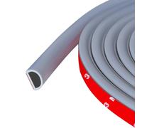 Weather Stripping Door Seal Self Adhesive Weather Strip Silicone D Shaped Sealing Strip for Door/Window Frame, 6m Length, Grey Color (14mm W × 12mm T)