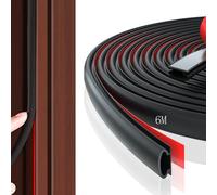 Weather Stripping Door Seal Strip, 6M Black D-Shape Rubber Self Adhesive PVC Sound Proofing Draught Excluder, Door Frame Seal Draft Excluder for Gap Door Frames
