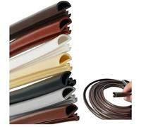 Weather Stripping for Doors - Heavy Duty Rubber Seal Strip Soundproof Draft Blocker Weatherproofing 12mm Reddish-Brown 5m Length Ideal for Home & Office Use