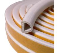 Weather Stripping Tape, Doors Windows Draught Excluder Self-Adhesive Anti-Collision Rubber D Type Foam Sealing Tape, Rubber Sound Insulation for Door Window Draught Stopper (White, Total 20M)