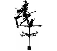Weather Vane 13.8x 21.7 Inch Metal Weathervanes Sorceress and Cat Weather Vanes Roof Mount Retro Wind Direction Indicator for Outdoor Farm Yard Garden Decorations, Weather Vanes for Yard