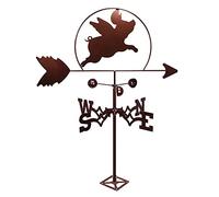 Weather Vane Decoration Weathercock Garden Stake Weathervane Flying pig Wind Direction Indicator Stainless Steel for Outdoor Roof Measuring Tool Mount