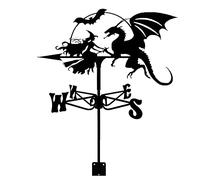 Weather Vane Dragon and Witch Stainless Steel Weathervane Retro Farm Scene Garden Stake Weathercock Measuring Tools for Patio Yard Decoration