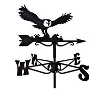 Weather Vane Fighter Weathervane Old Man Hound Wind Direction Indicator Stainless Steel Owl Weathercock Measuring Tool with Mounting Bracket 35 * 50 CM