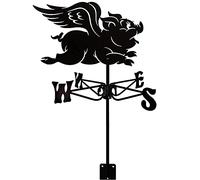 Weather Vane Flying Pig with Roof Mount Weathervane Wind Direction Indicator, Retro Weathercock Metal Weathercock Garden, Creative Wind Vane Stainless Steel for Farm Yard Home Decor Gift-D (A)