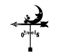 Weather Vane for Garden, Moon Wind Direction Indicator with Roof Mount, Metal Weathervane All Steel Construction Outdoor Farm Wind Vane Roof Decoration
