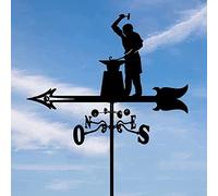 Weather Vane Home, Decorative Yard Roofs Measuring Tools Wind Direction Indicator Craft Retro Garden Stake Art Decor Gifts - Blacksmith Silhouette