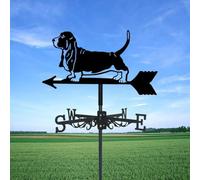 Weather Vane Metal Iron Witch and Dragon 2-in-1.Outdoor Roof Garden DecorationBasset Hound Home Crafts (Basset Hound)