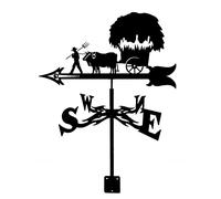 Weather Vane, Metal Weathervane Iron Retro Farm Scene Garden Stake Wind direction indicator Construction Outdoor Professional Measurement Tools