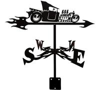 Weather Vane Metal Weathervane Wind Direction Indicator Professional Measurement Tools Iron Retro Farm Scene Garden Stake Easy Use and Install(Car)