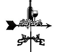 Weather Vane,Red Wine Stainless Steel Weather Vane, Farm Retro Scene Garden Wind Direction Indicator Measuring Tool Garden Yard Easy Use and Install