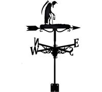 Weather Vane Retro Wind Direction Stainless Steel Metal Indicator Roof Mount Outdoor Garden Decor Home Gift-Black||Old Father Time