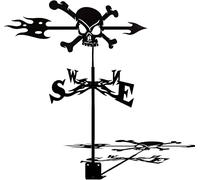 Weather Vane Skull Stainless Steel Spray Paint Weathervane Outdoor Wind Direction Indicator for Garden Stake Sheds Iron Yard Roof Barns Decoration
