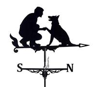 Weather Vane Stainless Steel Weathervane for Garden Creative Man Dog Weathervane Wind Direction Indicator for Yard Garden Architecture Roof
