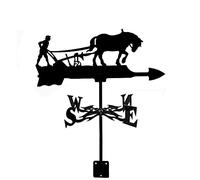 Weather Vane Stainless Steel Weathervane Spray Paint Outdoor Sheds Iron Yard Direction Indicator Weathercock For Garden Patio Yard Ornament (Horse Plough)