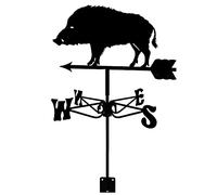 Weather Vane Wild boar Weathervane Weathercock Measuring Tools Stainless Steel Durable Farm Scene Wind Indicator Black Satin For Courtyard Garden Outdoor