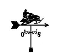Weather Vanes Weathervane Wind Direction Indicator Weathercock Stainless Steel with Anti-Rust Coating for Outdoor Decor Craft (Color : Sled car snowmobile)