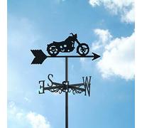 Weather Vanes with Motorcycle Silhouette Ornament, Weathervane Wind Direction Indicator Weathercock Stainless Steel Measuring Tool Garden Yard Roof Mount Easy Use,Black,Motorcycle~