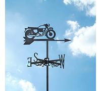 Weather Vanes with Motorcycle Silhouette Ornament, Weathervane Wind Direction Indicator Weathercock Stainless Steel Measuring Tool Garden Yard Roof Mount Easy Use,Black,Motorcycle