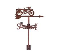 Weather Vanes with Motorcycle Silhouette Ornament, Weathervane Wind Direction Indicator Weathercock Stainless Steel Measuring Tool Garden Yard Roof Mount Easy Use,Bronze,Motorcycle