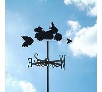 Weather Vanes with Motorcycle Silhouette Ornament, Weathervane Wind Direction Indicator Weathercock Stainless Steel Measuring Tool Garden Yard Roof Mount Easy Use,Black,Motorcycle~