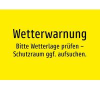 Weather Warning - Please Check Weather Situation - Search Protection Room If Required - Sticker A2: 594 x 420 mm - Without Graphic, Text Only