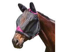 WeatherBeeta Horse Fly Mask Comfitec Deluxe – Durable Mesh with Ears – Black/Purple Pony