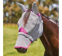 Weatherbeeta Comfitec Deluxe Durable Mesh Mask With Ears and Nose Grey/Purple - Warmblood