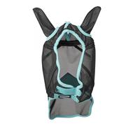 WeatherBeeta Fly Mask ComFiTec Deluxe Fine Mesh with Ears & Nose, Black/Turquoise, Small Pony