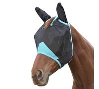 WeatherBeeta ComFiTec Deluxe Fine Mesh Mask with Ears, Black/Turquoise, Small Pony