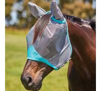 Weatherbeeta Comfitec Deluxe Fine Mesh Mask With Ears Grey/Turquoise - Full