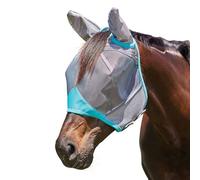 WeatherBeeta ComFiTec Deluxe Fine Mesh Mask with Ears, Grey/Turquoise, Small Pony